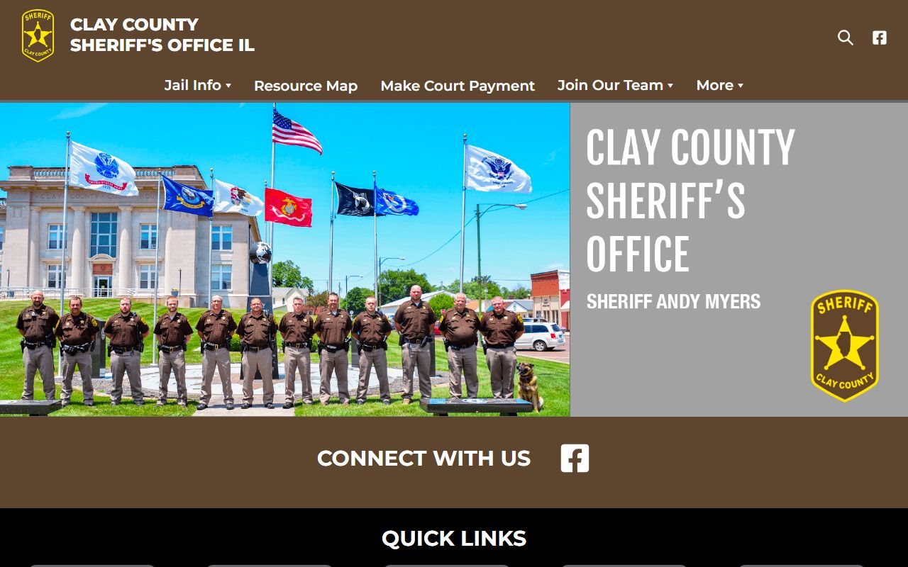 Clay County Jail inmate lookup on sheriff app homepage
