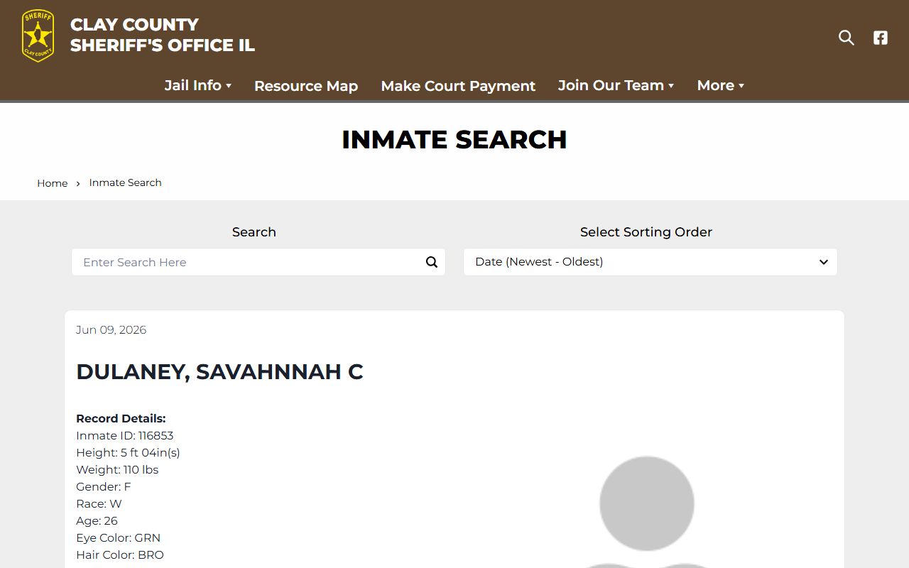 Clay County inmate search route for current jail roster records